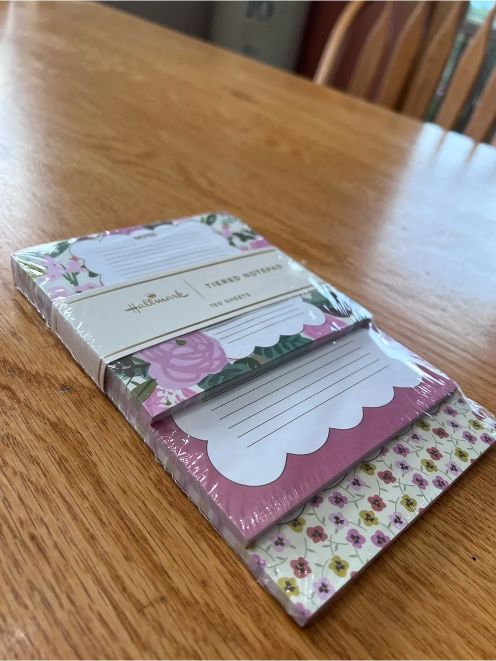 Hallmark Pink and Green Floral Tiered Notepad 150 sheets